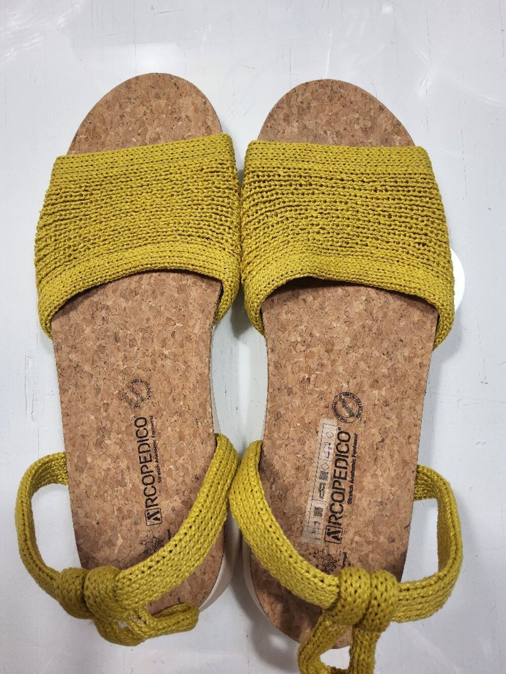 NEW! Arcopedico Arenal Vegan Knit Soft Yellow Sandals - Size 41 US 11